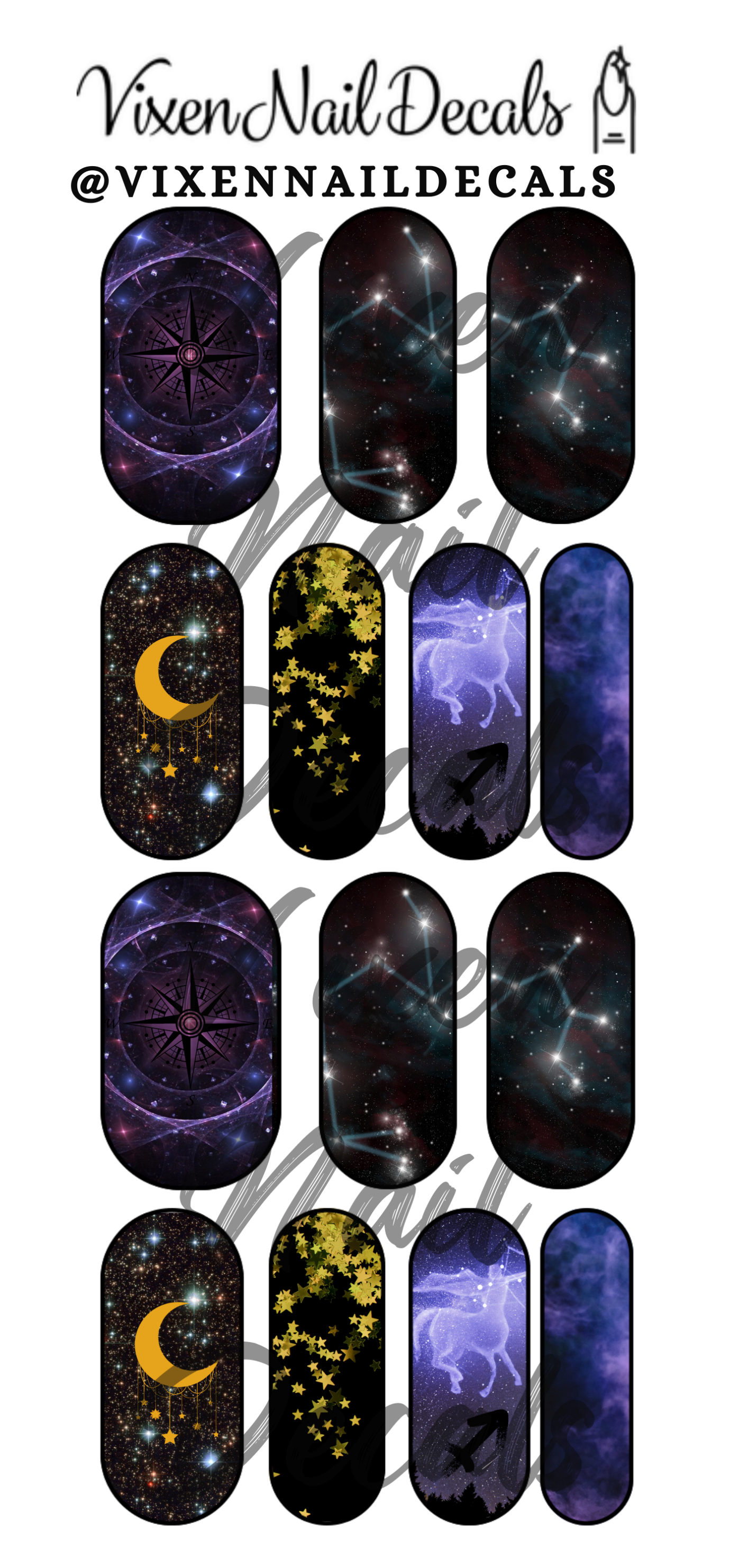 Sagittarius - Horoscope - Zodiac Waterslide Nail Decals - Nail Wraps - Nail Designs - Nail Art