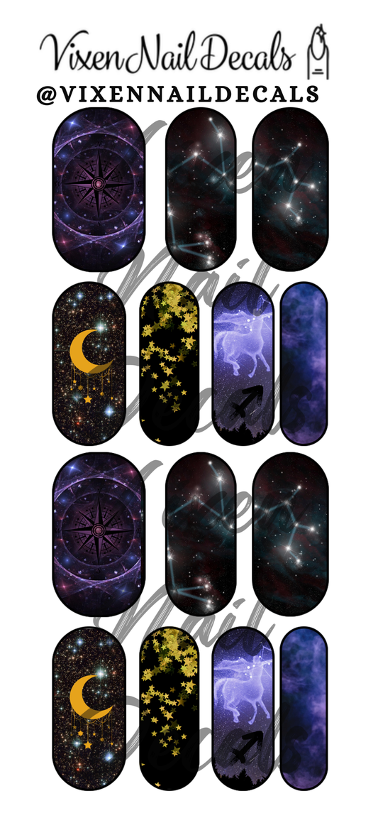 Sagittarius - Horoscope - Zodiac Waterslide Nail Decals - Nail Wraps - Nail Designs - Nail Art