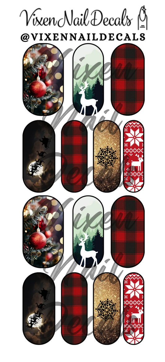 Christmas - Plaid Waterslide Nail Decals - Nail Wraps - Nail Designs - Nail Art