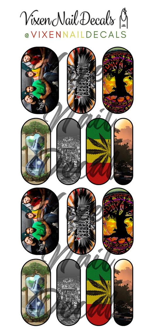 Rebelution - Reggae Waterslide Nail Decals - Nail Wraps - Nail Designs - Nail Art