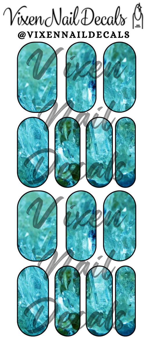 Aquamarine - Crystal Waterslide Nail Decals - Nail Wraps - Nail Designs - Nail Art