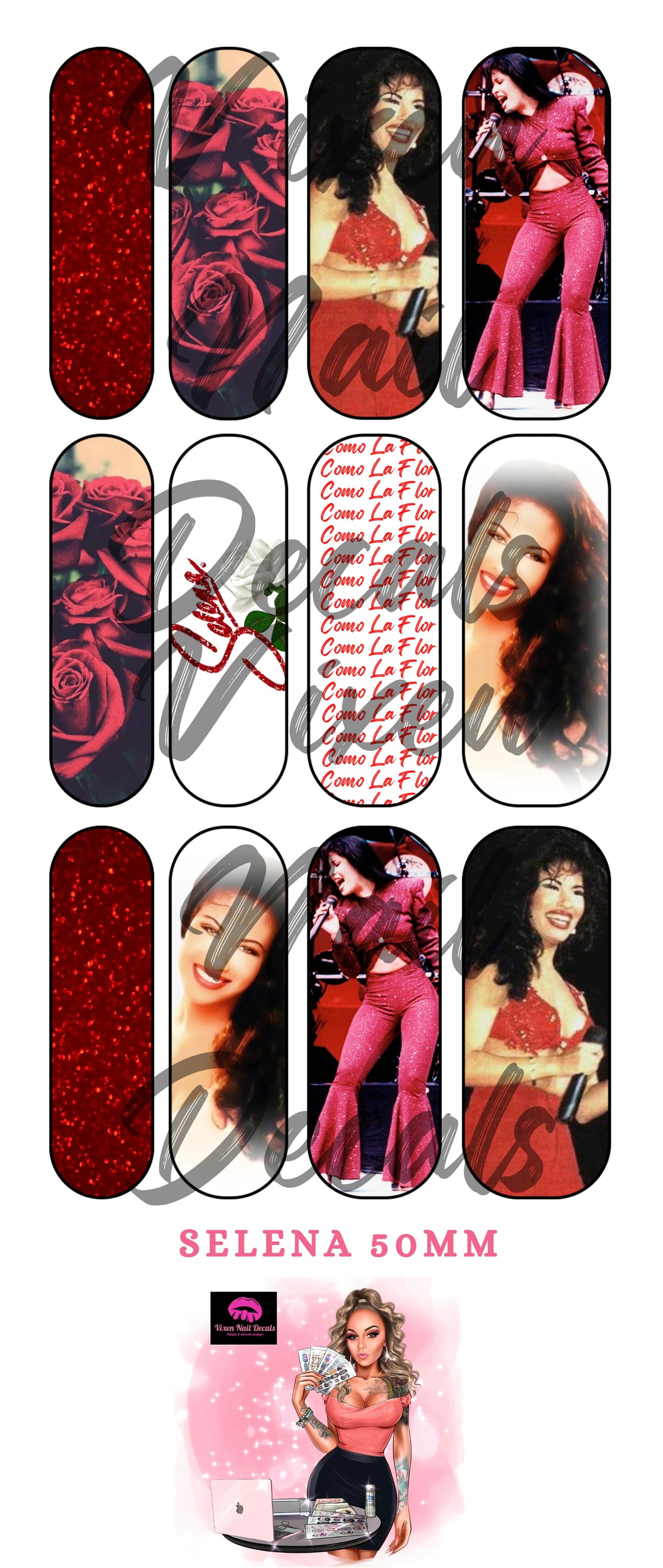 Selena - Como La Flor Waterslide Nail Decals - Nail Wraps - Nail Designs - Nail Art