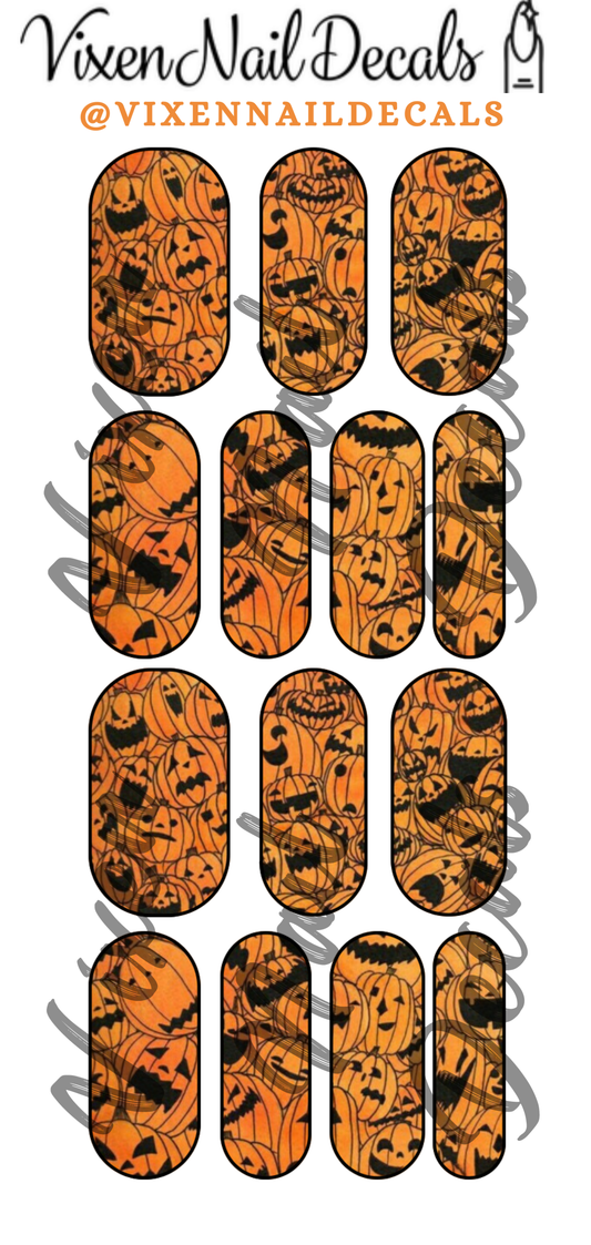 Pumpkin Galore - Pattern Waterslide Nail Decals - Nail Wraps - Nail Designs - Nail Art
