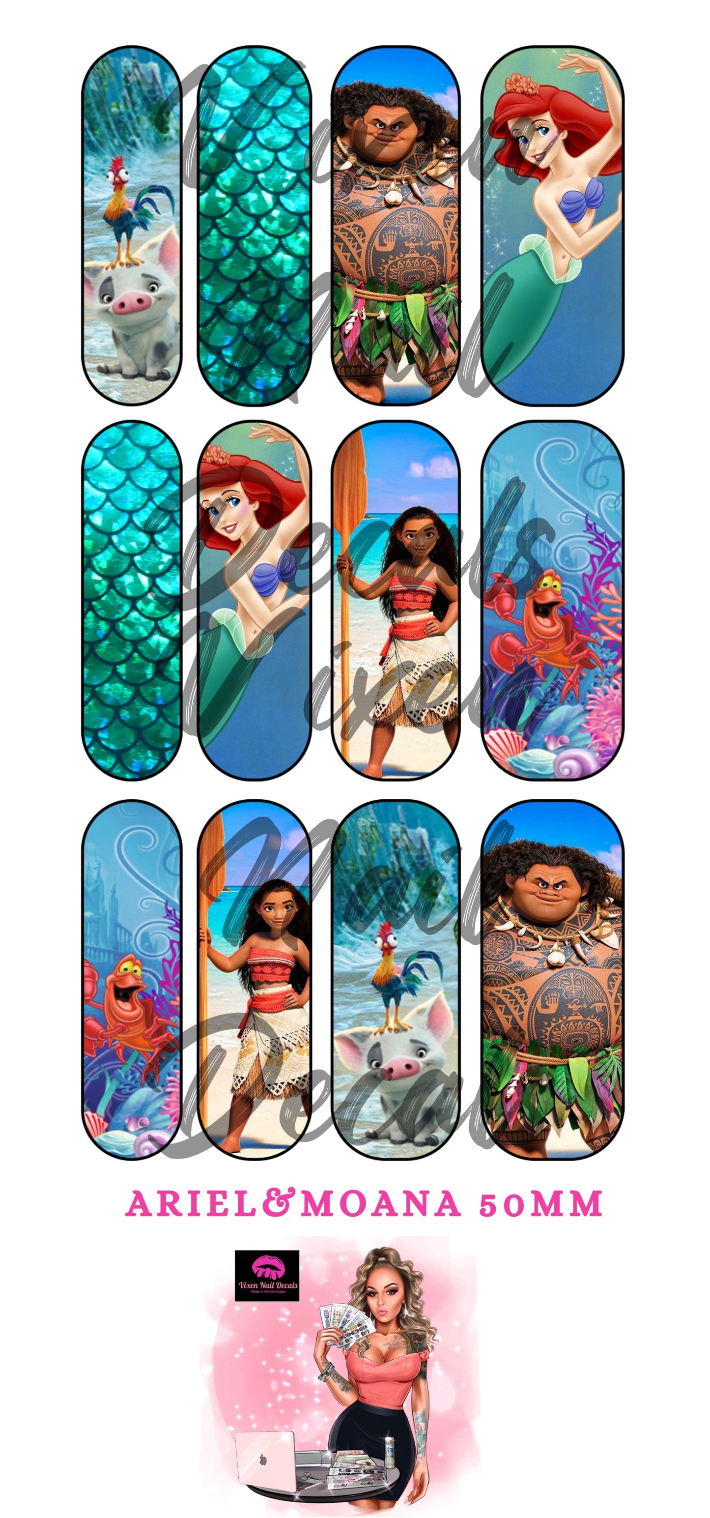 Lil’ Mermaid- Tropical Princess Waterslide Nail Decals - Nail Wraps - Nail Designs - Nail Art