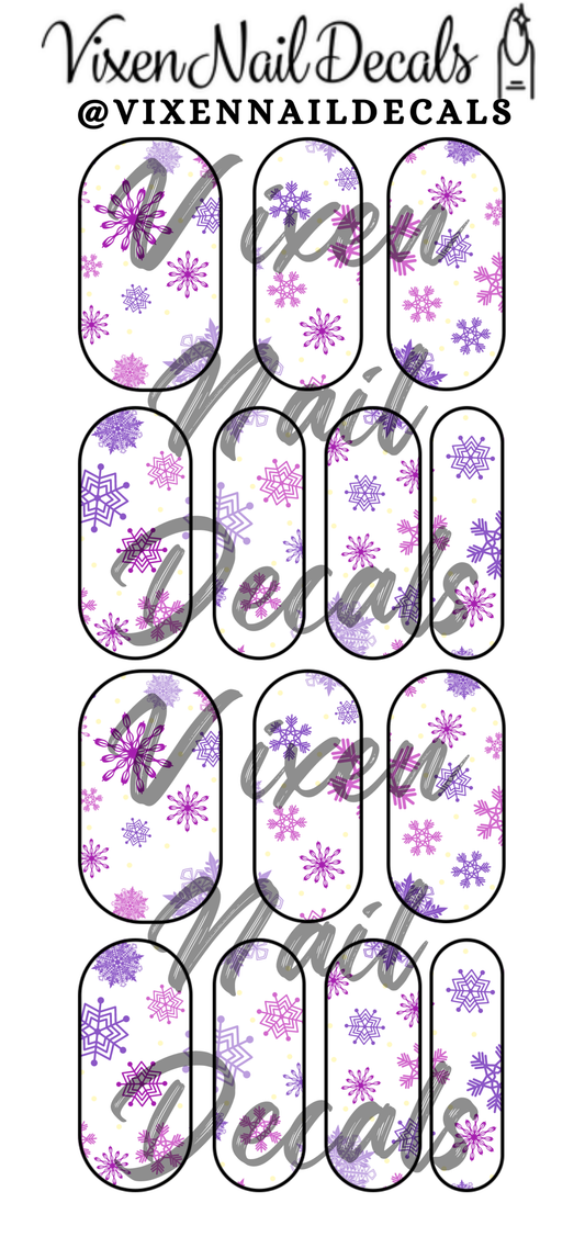 Purple Snowflake - Christmas Waterslide Nail Decals - Nail Wraps - Nail Designs - Nail Art