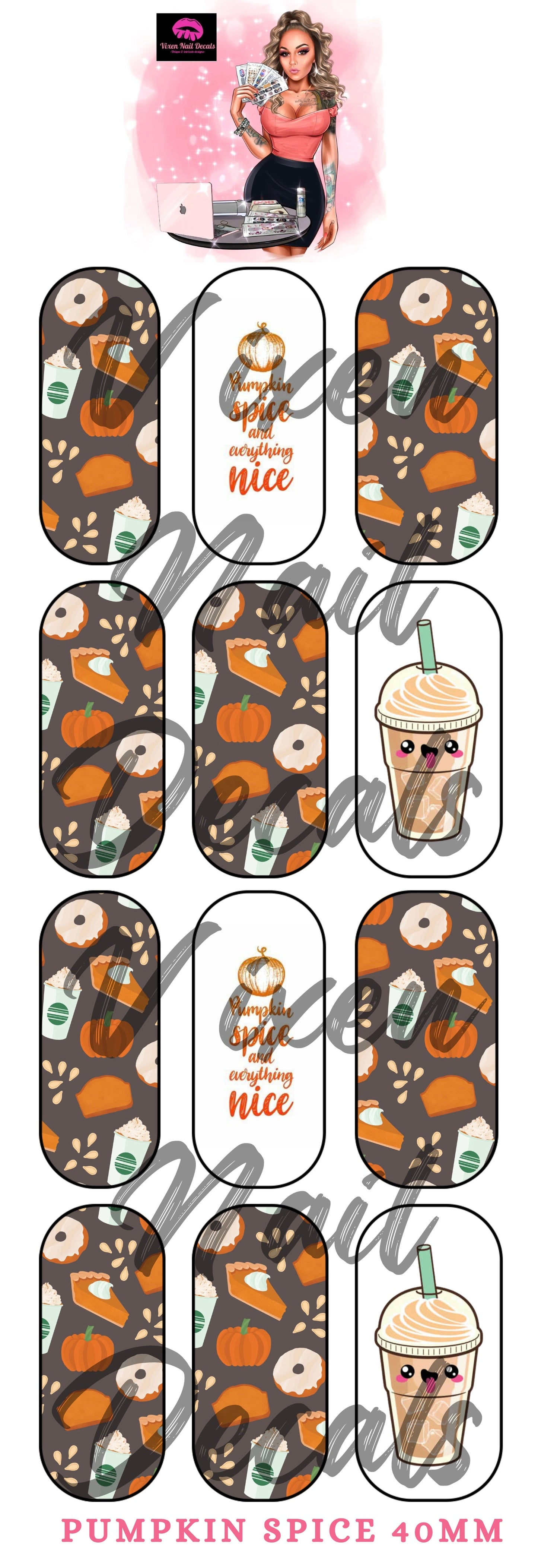 Pumpkin Spice - Halloween/Fall Waterslide Nail Decals - Nail Wraps - Nail Designs - Nail Art