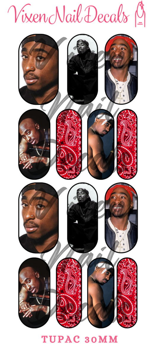 Tupac Shakur - 2pac Waterslide Nail Decals - Nail Wraps - Nail Designs - Nail Art