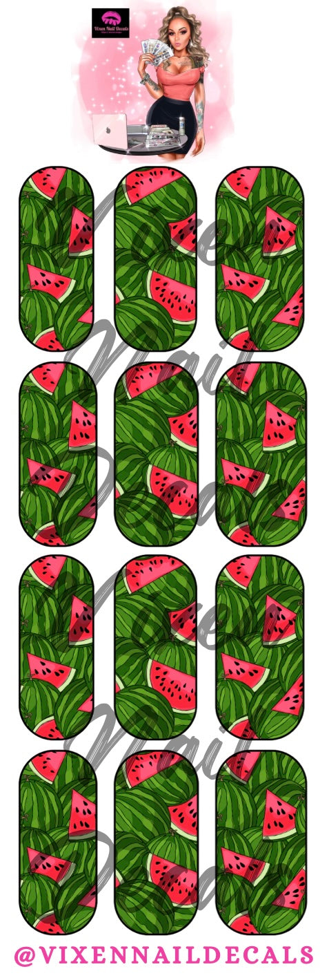 Watermelon - Fruit Watermelon Waterslide Nail Decals - Nail Wraps - Nail Designs - Nail Art