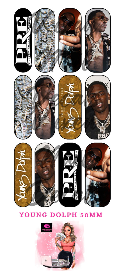 Young Dolph - Rapper Waterslide Nail Decals - Nail Wraps - Nail Designs - Nail Art