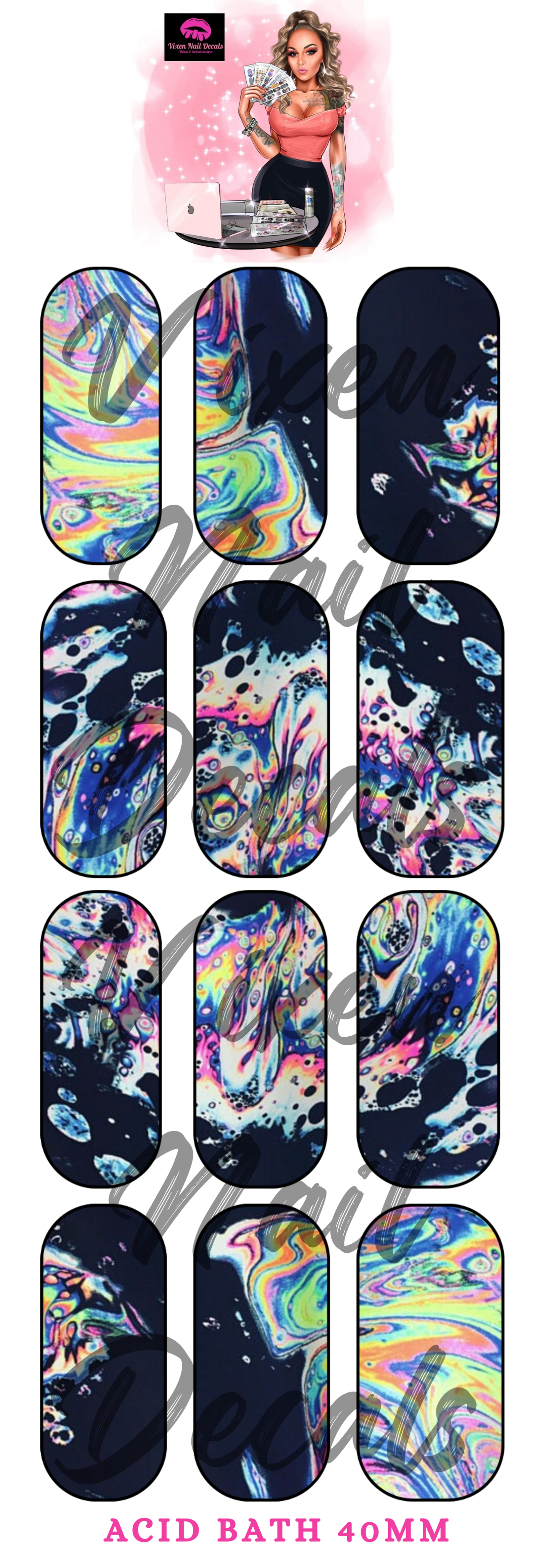 Acid Bath Wash Waterslide Nail Decals - Nail Wraps - Nail Designs - Nail Art