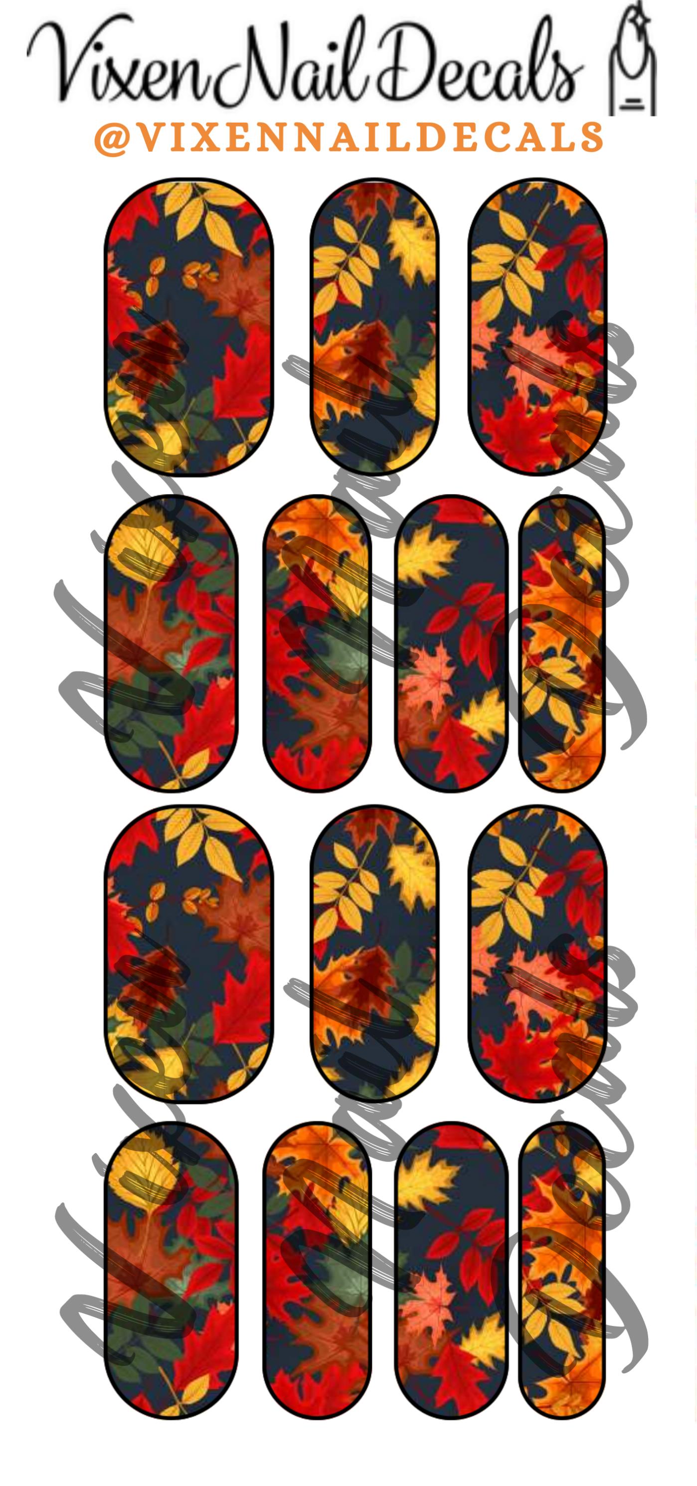 Autumn - Fall - Leaves 3 Waterslide Nail Decals - Nail Wraps - Nail Designs - Nail Art