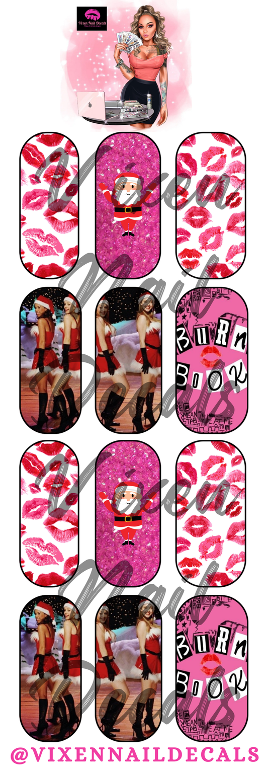 Mean Girls Christmas Waterslide Nail Decals - Nail Wraps - Nail Designs - Nail Art